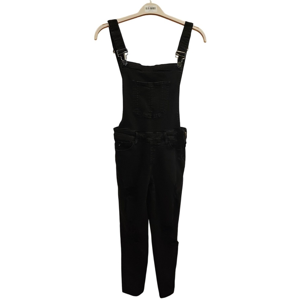 Kancan Black Distressed Denim Overalls Jumpsuit Size S y2k straight cigarette